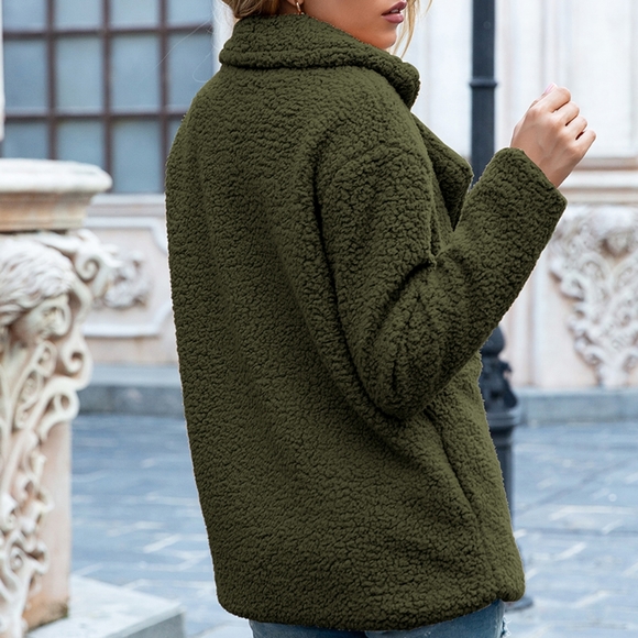 Sherpa Fusion Double-Breasted Coat - Green - Picture 4 of 4